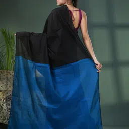 Angoshobha Colourblocked Woven Design Saree With Tassles image 5