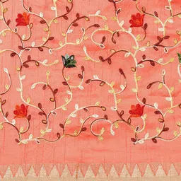 KAVINDI Embellished Embroidered Silk Cotton Saree image 4