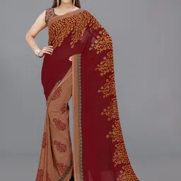moda rapido ANAND SAREES Ethnic Motifs Half and Half Saree With Blouse Piece image 4