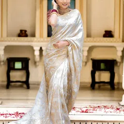 BerMondsey Woven Design Zari Silk Blend Banarasi Saree image 2