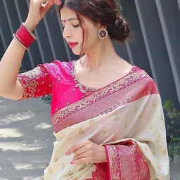 KALINI Ethnic Motifs Woven Design Zari Banarasi Saree image 4