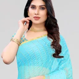 FABMORA Polka Dot Printred Saree image 5