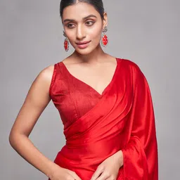 Mitera Red Silk Blend Saree image 3