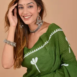KIAARON Floral Printed Block Print Saree image 5