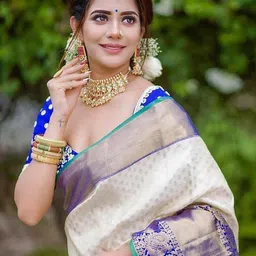 KALINI Geometric Woven Design Zari Banarasi Saree image 5