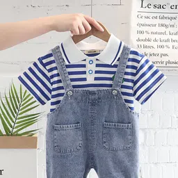 INCLUD Boys Striped Dungaree & Tshirt-image-35