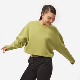 domyos Women's Sweater Cropped Drawstring 520 For Gym-Olive Green-picture-15