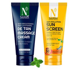 Nutriglow Advanced Organics Set of 2 De-Tan Massage Cream & Sunscreen SPF 50 PA+++ 200ml-picture-23