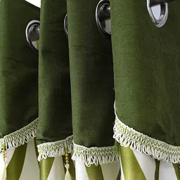 Cortina Green & White Set of 2 Printed Long Door Curtain image 3