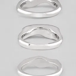 Rubans Voguish Set Of 3 Silver-Plated Blue & White Enamel Adjustable Finger Rings image 4
