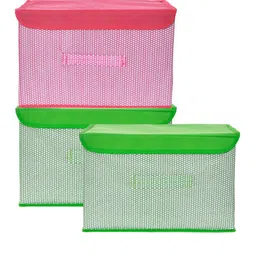 Kuber Industries Green & Pink 3 Pieces Printed Drawer Storage Organisers image 3