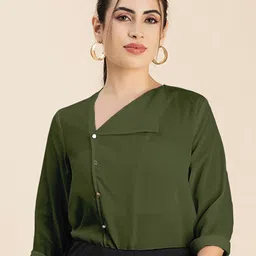 Moomaya V-Neck Cuffed Sleeves Top-picture-38