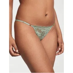 Victoria's Secret Love Cloud Lace Adjustable String Bikini Panty - Green-image-3