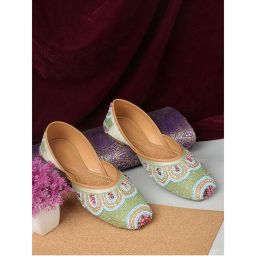 Iconics Green Women Embellished Juttis-picture-33