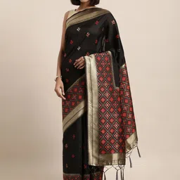 Sangria Ethnic Motifs Woven Design Zari Saree-image-20