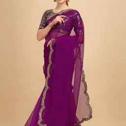 Sangria Women Purple Sarees-picture-17