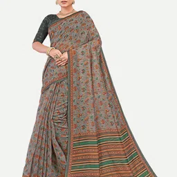 TAVAS Floral Printed Chanderi Saree-image-45