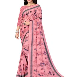 KALINI Pink & Purple Floral Fusion Saree image 1