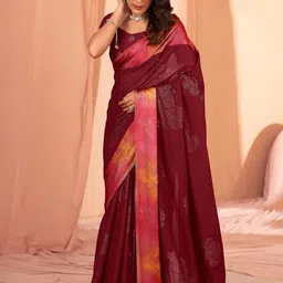 Sangria Burgundy Embellished Sarees-image-5