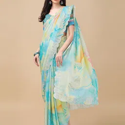 ROOP SUNDARI SAREES Tie and Dye Printed Beads and Stones Pure Chiffon Saree image 2