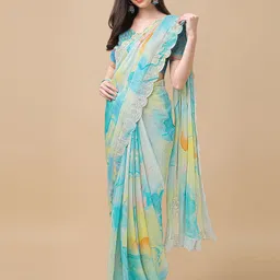 ROOP SUNDARI SAREES Tie and Dye Printed Beads and Stones Pure Chiffon Saree image 3
