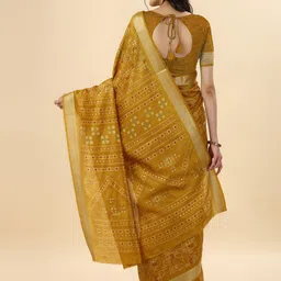 Mitera Mustard Bandhani Zari Pure Silk Banarasi Saree image 3