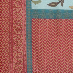 KALINI Blue & Red Floral Silk Blend Saree image 3