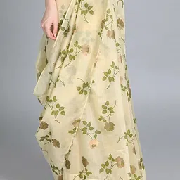 Ethnovog RedGreen Floral Saree image 3