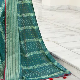 Saree mall Bandhani Printed Zari Pure Chiffon Saree image 5