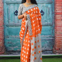 TROPWEAR Pure Cotton Block Printed Saree-picture-40