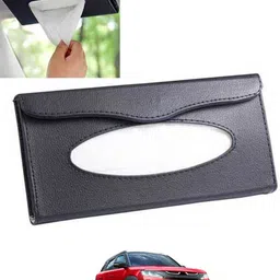 ccmm Universal Leatherite Black Rectangle Tissue Paper Box/Dispencer For Car-40 Vehicle Tissue Dispenser image 1
