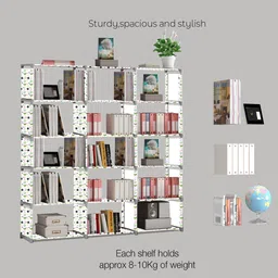 mezire Compact 18-Tier Book Organizer/Shoe/Chappal/Book/Clothes Rack with Plastic Joint Metal Open Book Shelf image 2