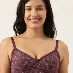 Enamor Maroon & Beige Floral Everyday Bra-picture-21