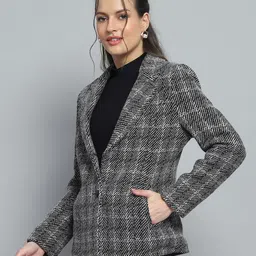 monte carlo Wool Blend Checkered Coat For Women image 2