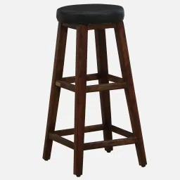 woodsworth from pepperfry Cosenza Sheesham Wood Bar Stool In Provincial Teak Finish With Black Leatherette image 5