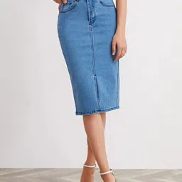 dolsia Women Solid Regular Blue Skirt-picture-24