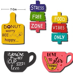 asmi collections Printed Tea Food Quotes Funny & Intellectual Fridge Magnet Pack of 5 image 3