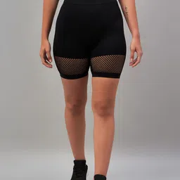 Solid Women Black Cycling Shorts-image-4