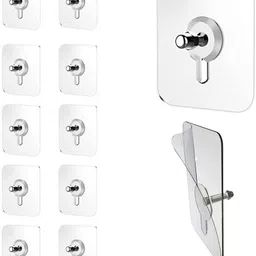 kraze 5 cm Heavy Duty Nail Free Screw Hooks for Hanging Photo Frame Office 10 Pack Reusable Sticker image 1