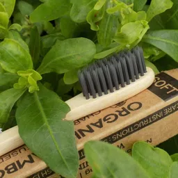 thetrendymart Bamboo Toothbrush with Charcoal Activated Soft Bristles Wooden ECO Friendly Soft Toothbrush image 2