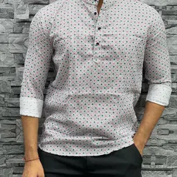 shirteum Men Printed Cotton Blend Straight Kurta image 2