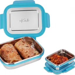 inkitch Stainless Steel Blue Colour Lunch Box | Tiffin Box with Steel Inner Small Box 1 Containers Lunch Box-picture-21