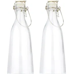 NATURALLY YOURS 1000ml Glass Bottle with Ceramic Lid Round Airtight Storage (Pack of 2)-picture-20