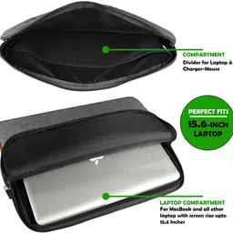 kavrixa Laptop Sleeve Case | 15.6 | Zipper Closure | Water Repellent PVC | Grey & Tan Laptop Sleeve/Cover image 4