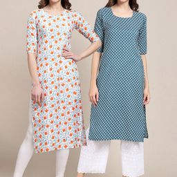 7threads KALINI Women Pack of 2  Printed Summer Sheers Crepe Kurta-picture-14