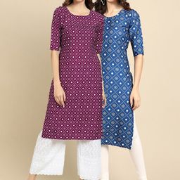 7threads KALINI Women Multicoloured Geometric Printed Summer Sheers Crepe Kurta-picture-18