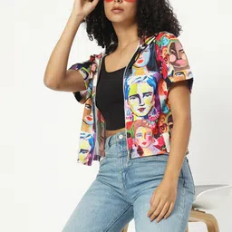 CHARMGAL Graphic Printed Hooded Crepe Top-picture-39