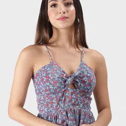 DEBONATELLA Blue & Red Print Crepe Top-picture-38