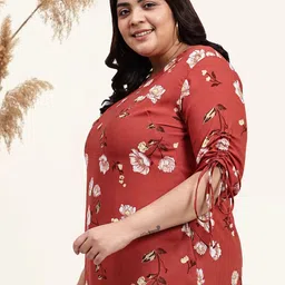 wild U Plus Size Floral Printed Tie-Ups Sleeves Top image 3