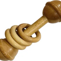 shreeja shilpcraft Neem Wood Baby Rattles with baby neem Teether Rattle image 2